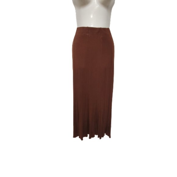 Long Brown Skirt Stretch Waistband Elastic Maxi Skirt Brown Skirt - XS / S / M - Picture 2 of 7